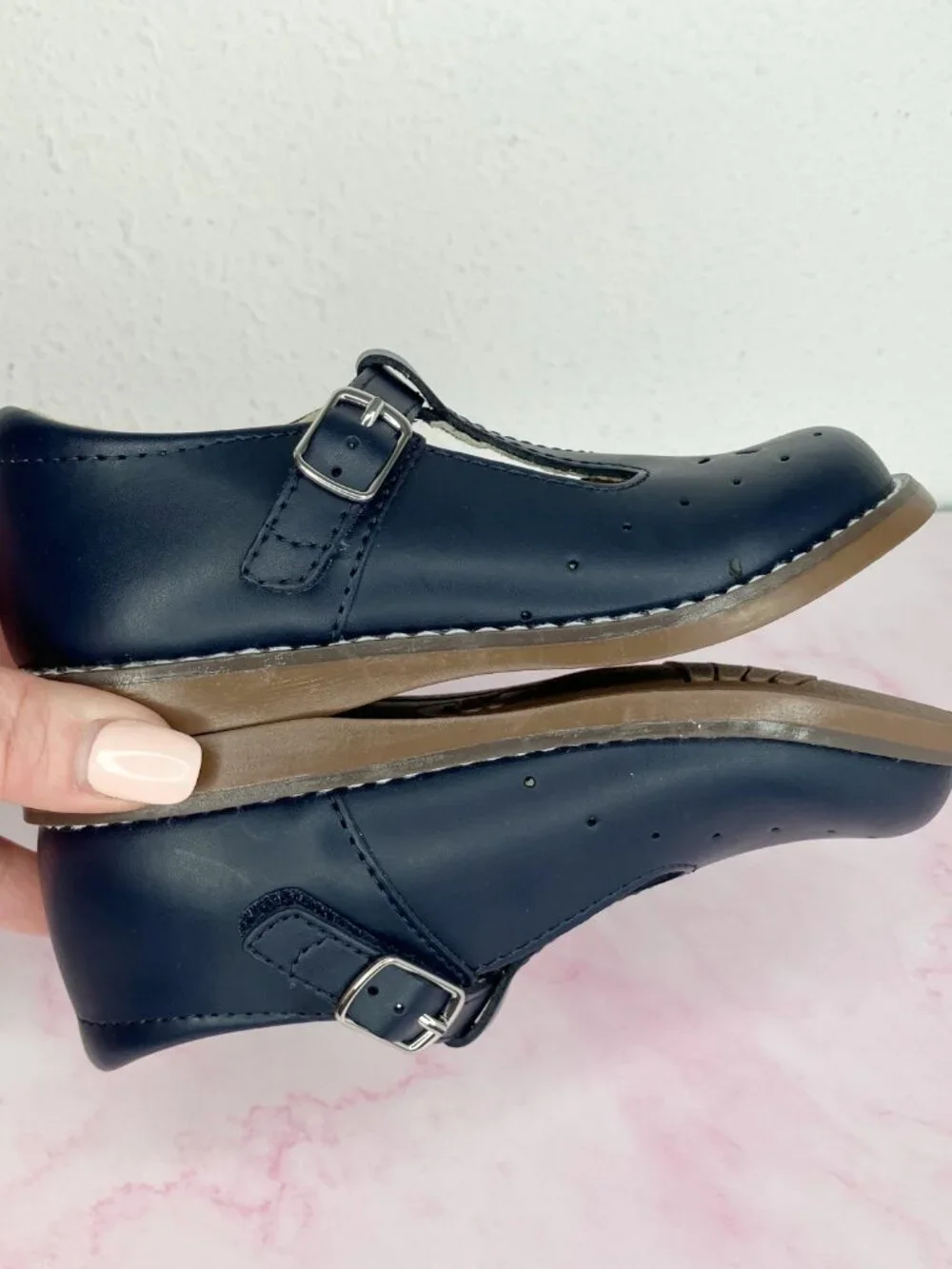 NIB Footmates Sherry T-strap Mary Jane navy leather size 9.5 little kid